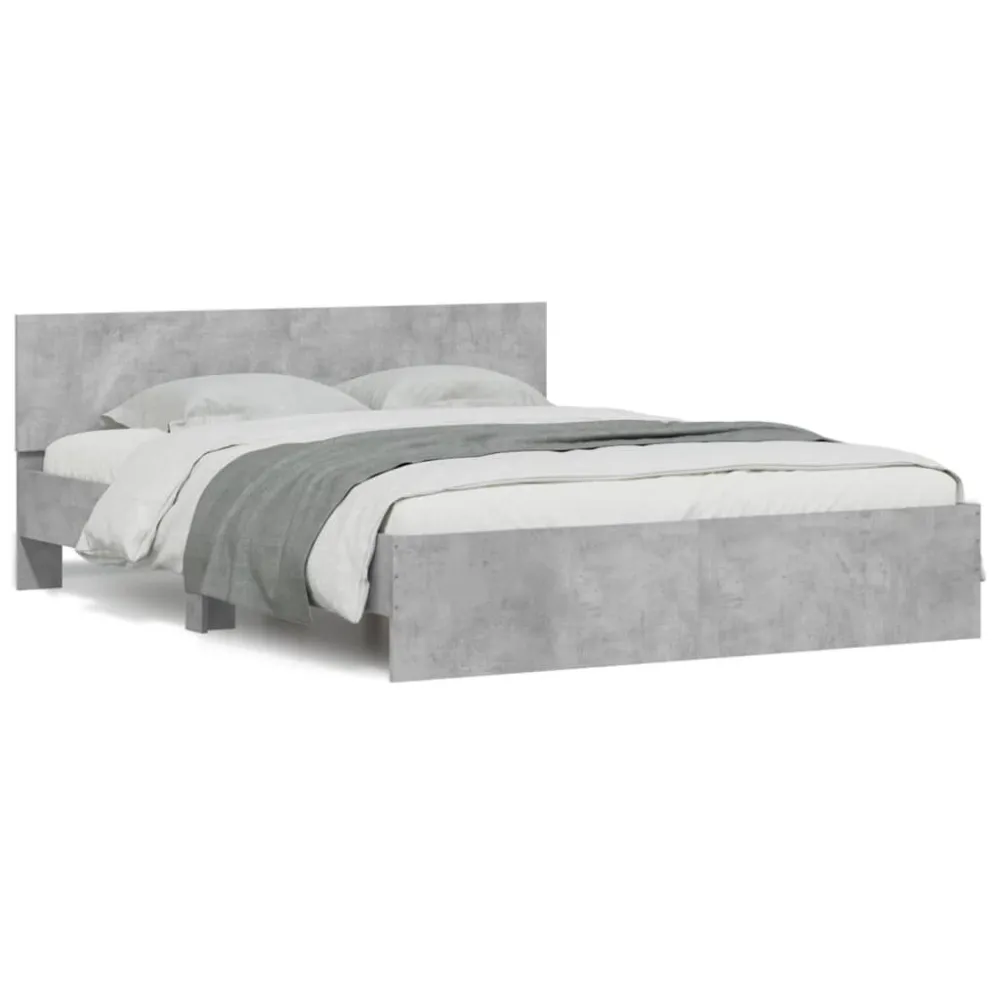 Bedframe met hoofdeinde betongrijs 140x200 cm