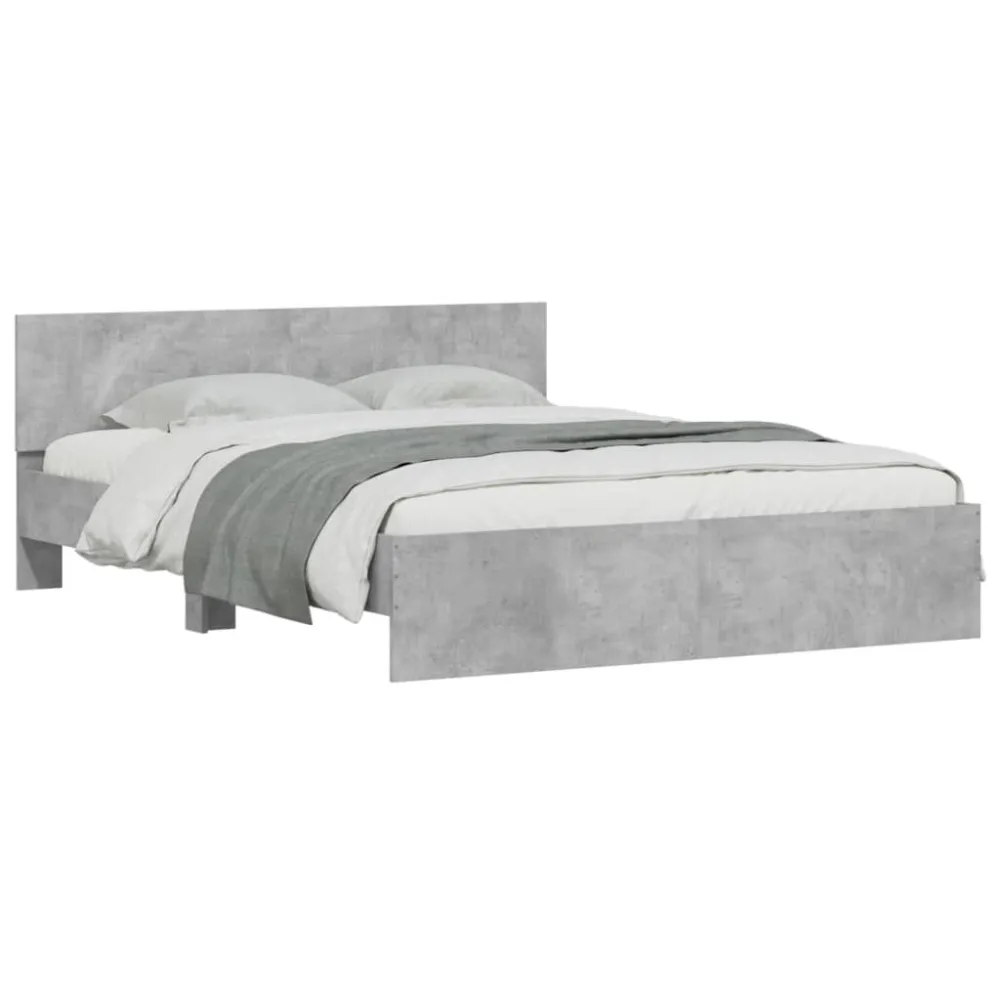 Bedframe met hoofdeinde betongrijs 140x200 cm