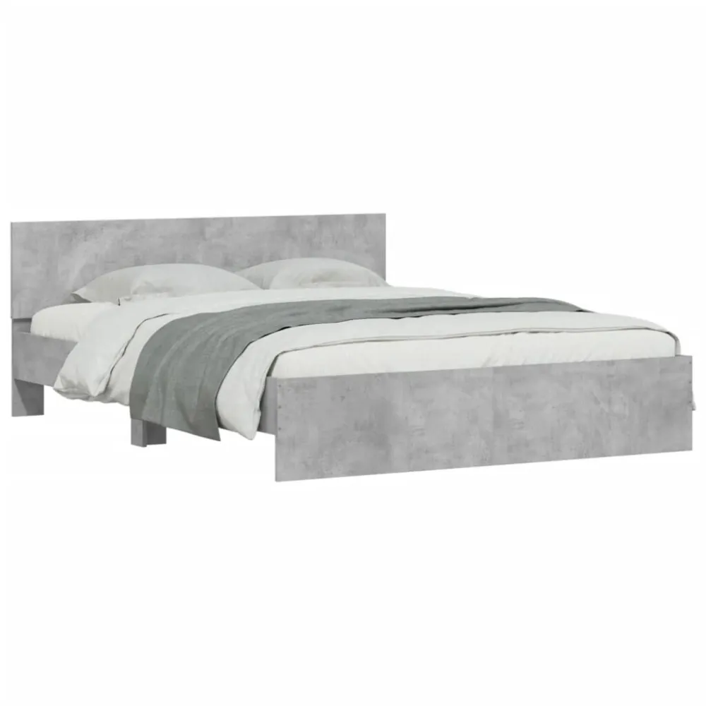 Bedframe met hoofdeinde betongrijs 150x200 cm