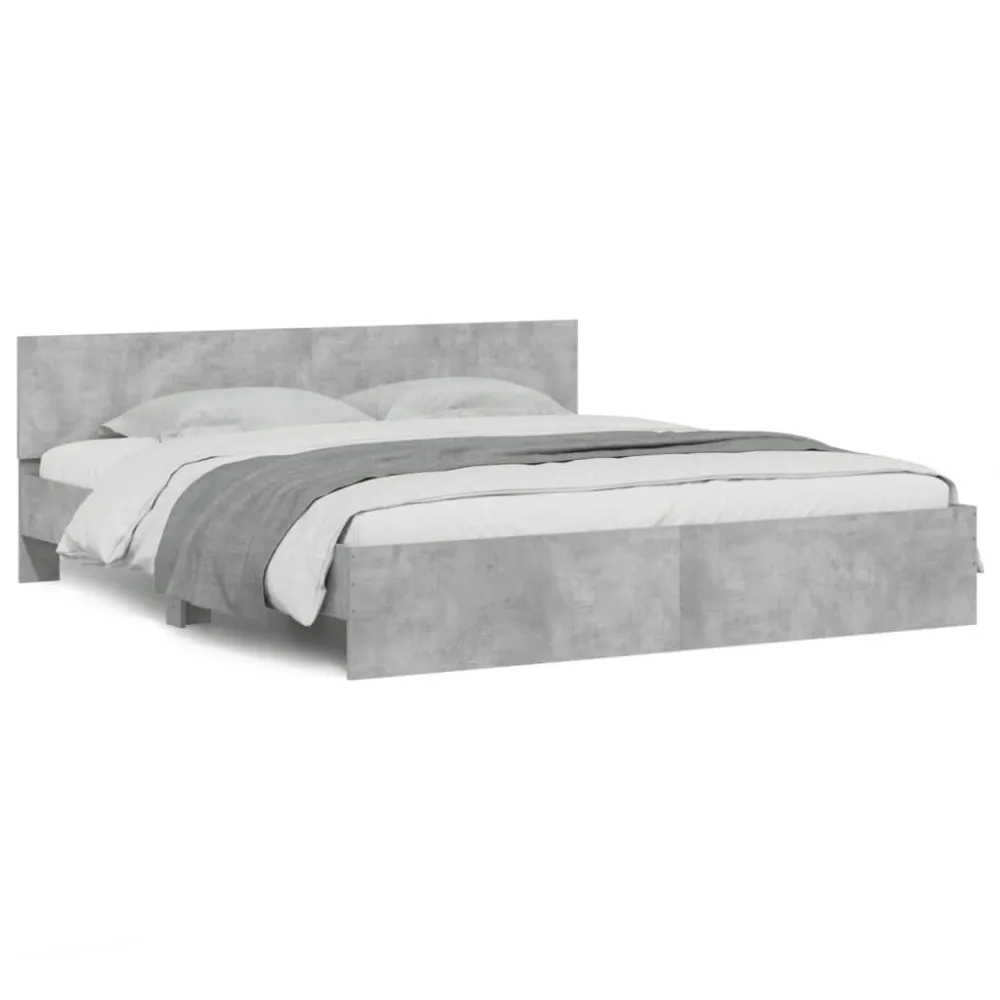 Bedframe met hoofdeinde betongrijs 160x200 cm