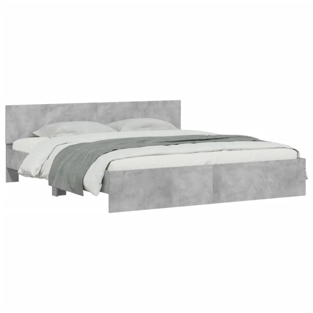 Bedframe met hoofdeinde betongrijs 160x200 cm