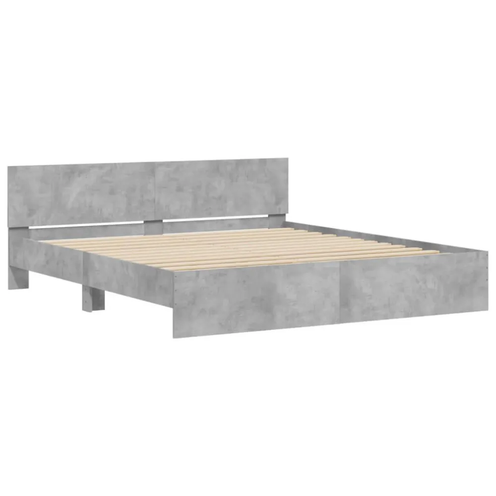 Bedframe met hoofdeinde betongrijs 160x200 cm