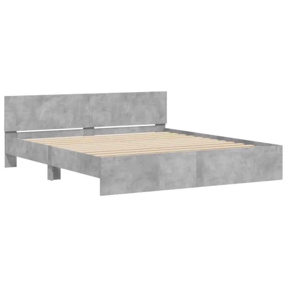 Bedframe met hoofdeinde betongrijs 180x200 cm