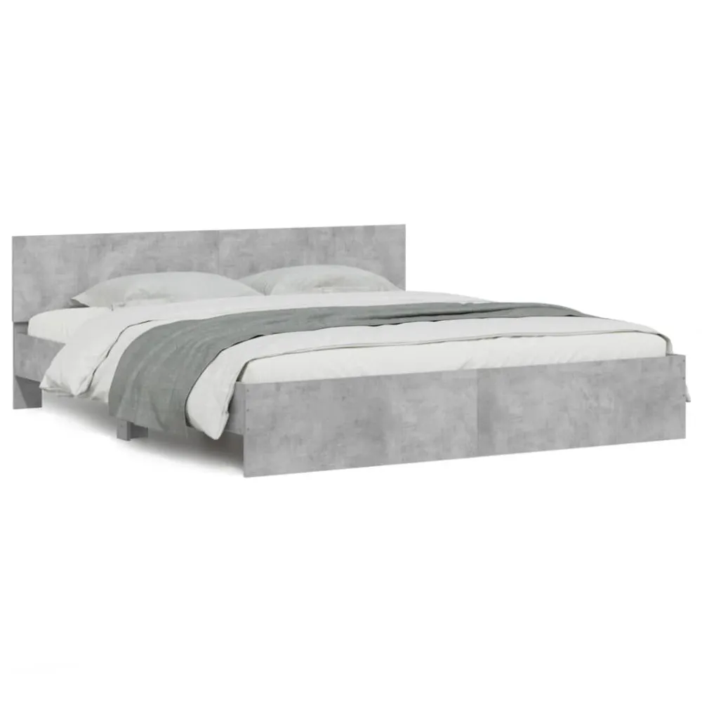 Bedframe met hoofdeinde betongrijs 200x200 cm