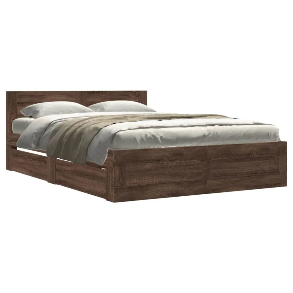 Bedframe met hoofdeinde bruin eikenkleur 120x190 cm