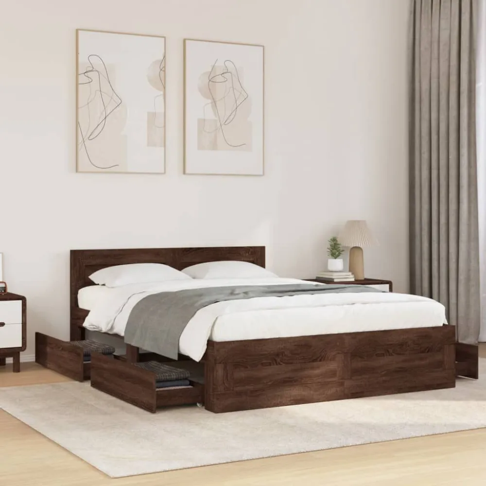Bedframe met hoofdeinde bruin eikenkleur 120x190 cm