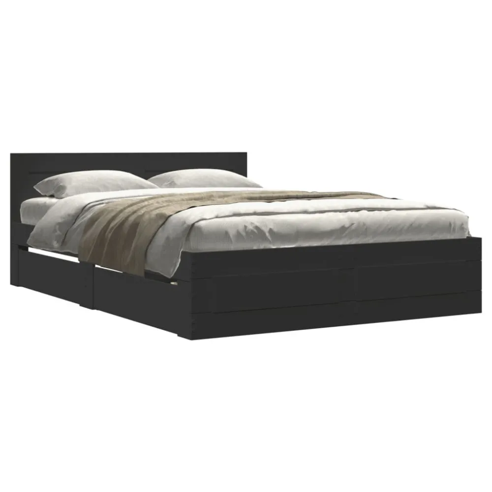 Bedframe met hoofdeinde bruin eikenkleur 135x190 cm