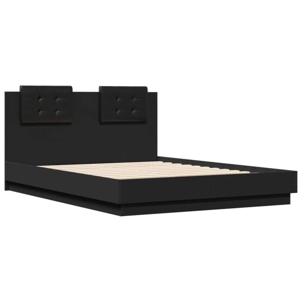 Bedframe met hoofdeinde bruin eikenkleurig 135x190 cm