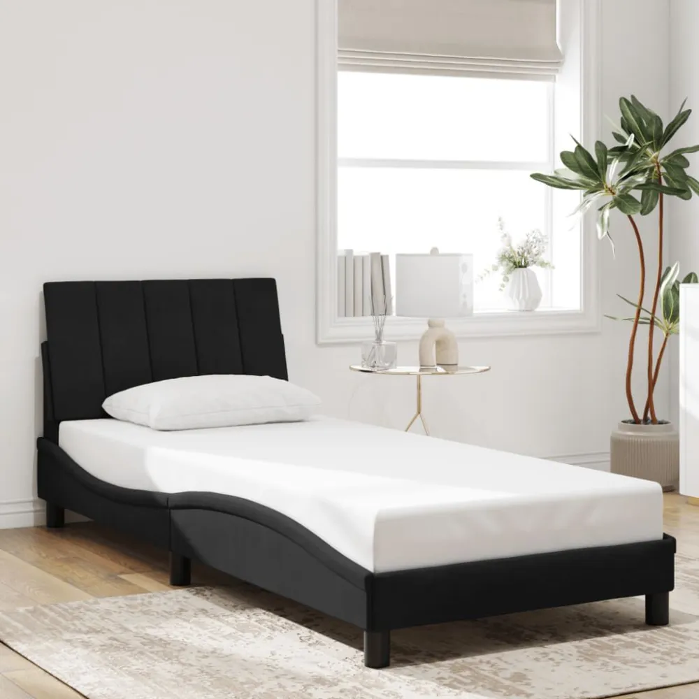 Bedframe met hoofdeinde fluweel zwart 90x190 cm