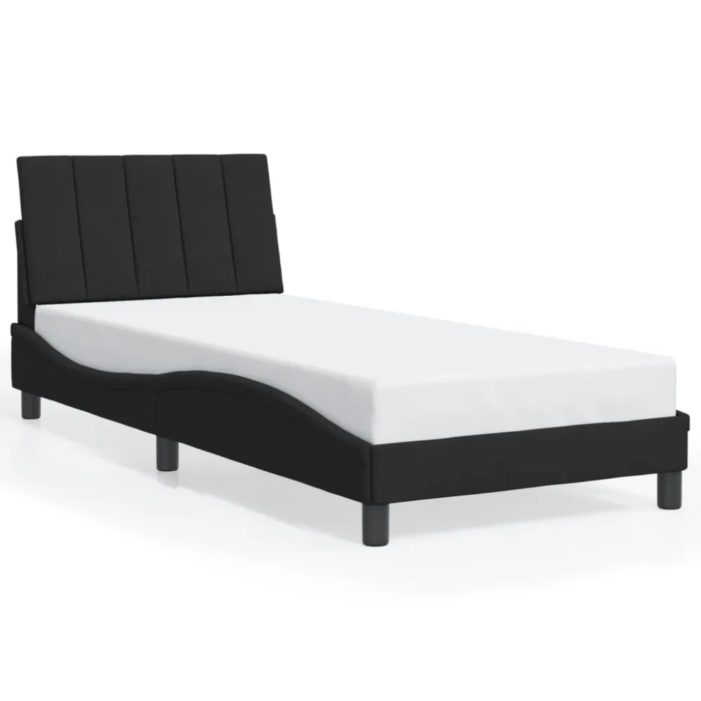 Bedframe met hoofdeinde fluweel zwart 90x200 cm