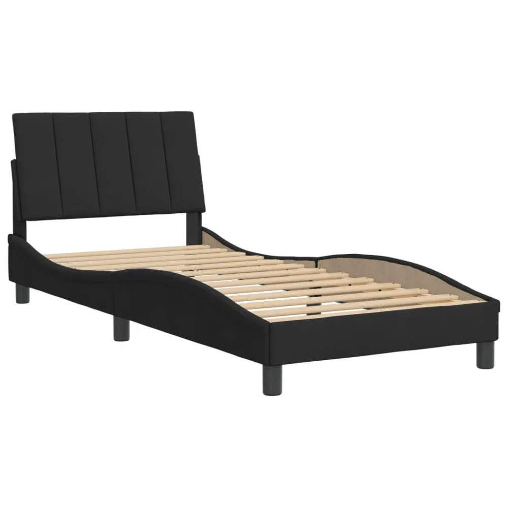 Bedframe met hoofdeinde fluweel zwart 90x200 cm
