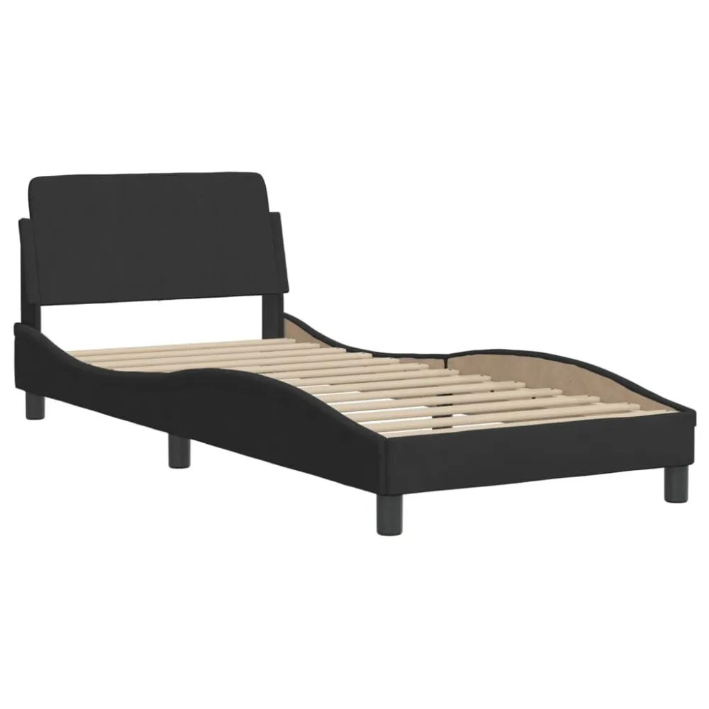 Bedframe met hoofdeinde fluweel zwart 90x200 cm