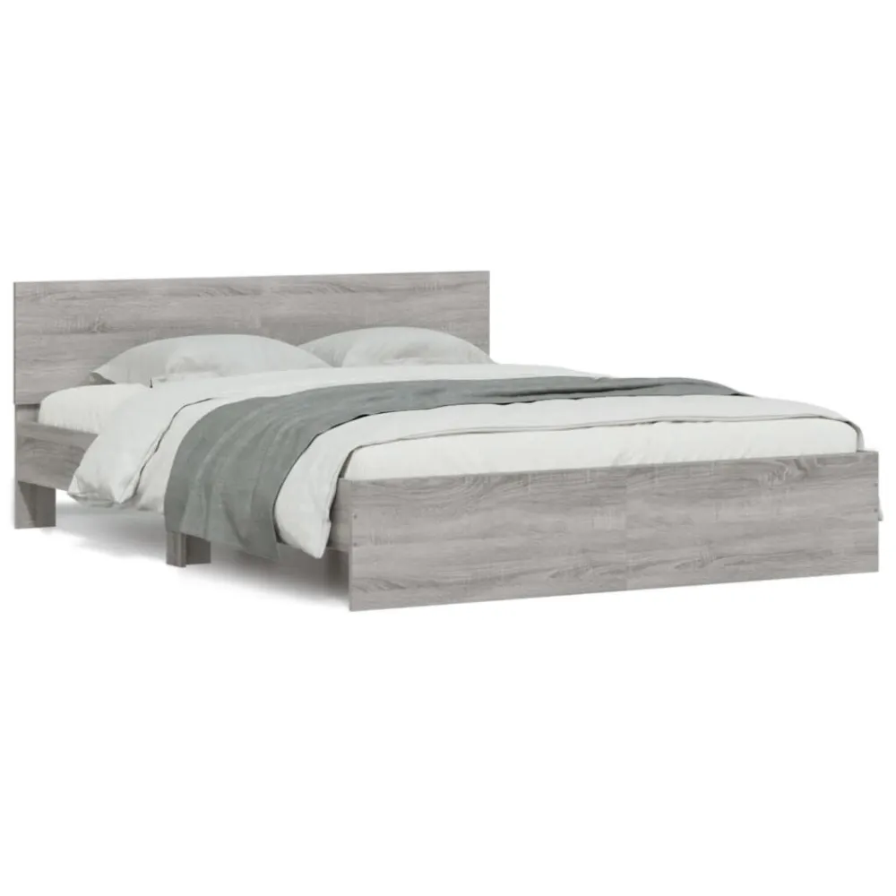 Bedframe met hoofdeinde grijs sonoma eikenkleurig 140x200 cm