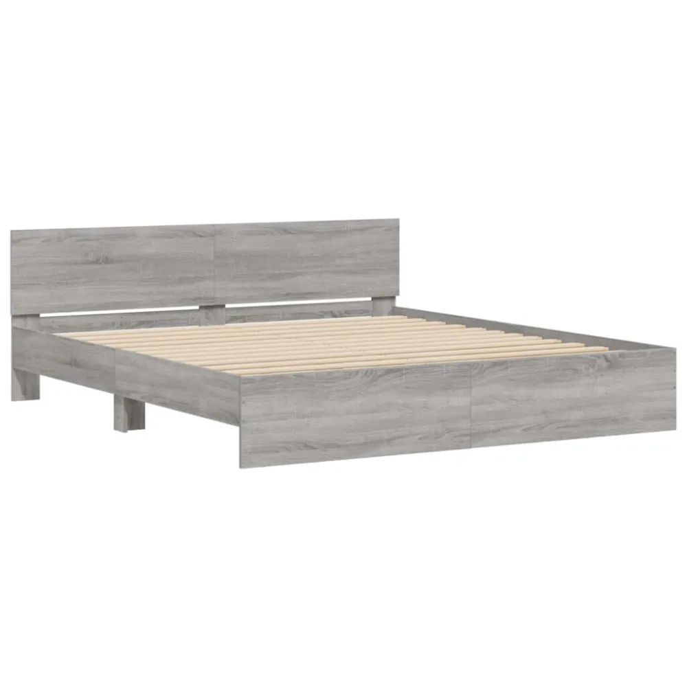 Bedframe met hoofdeinde grijs sonoma eikenkleurig 180x200 cm
