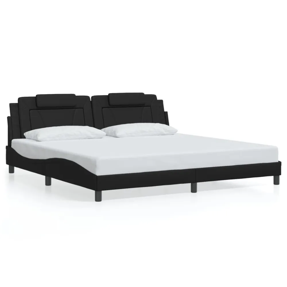 Bedframe met hoofdeinde kunstleer zwart 200x200 cm