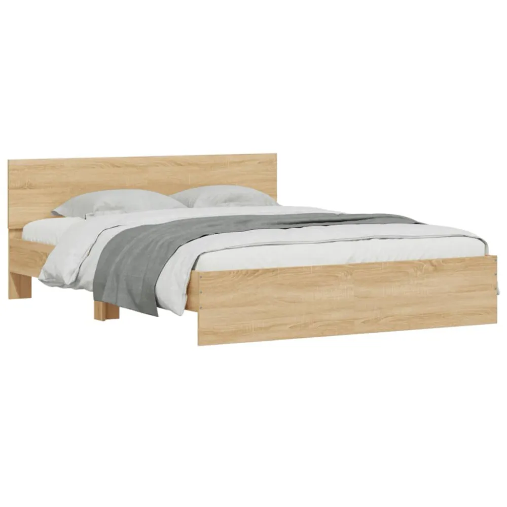 Bedframe met hoofdeinde sonoma eikenkleurig 140x190 cm