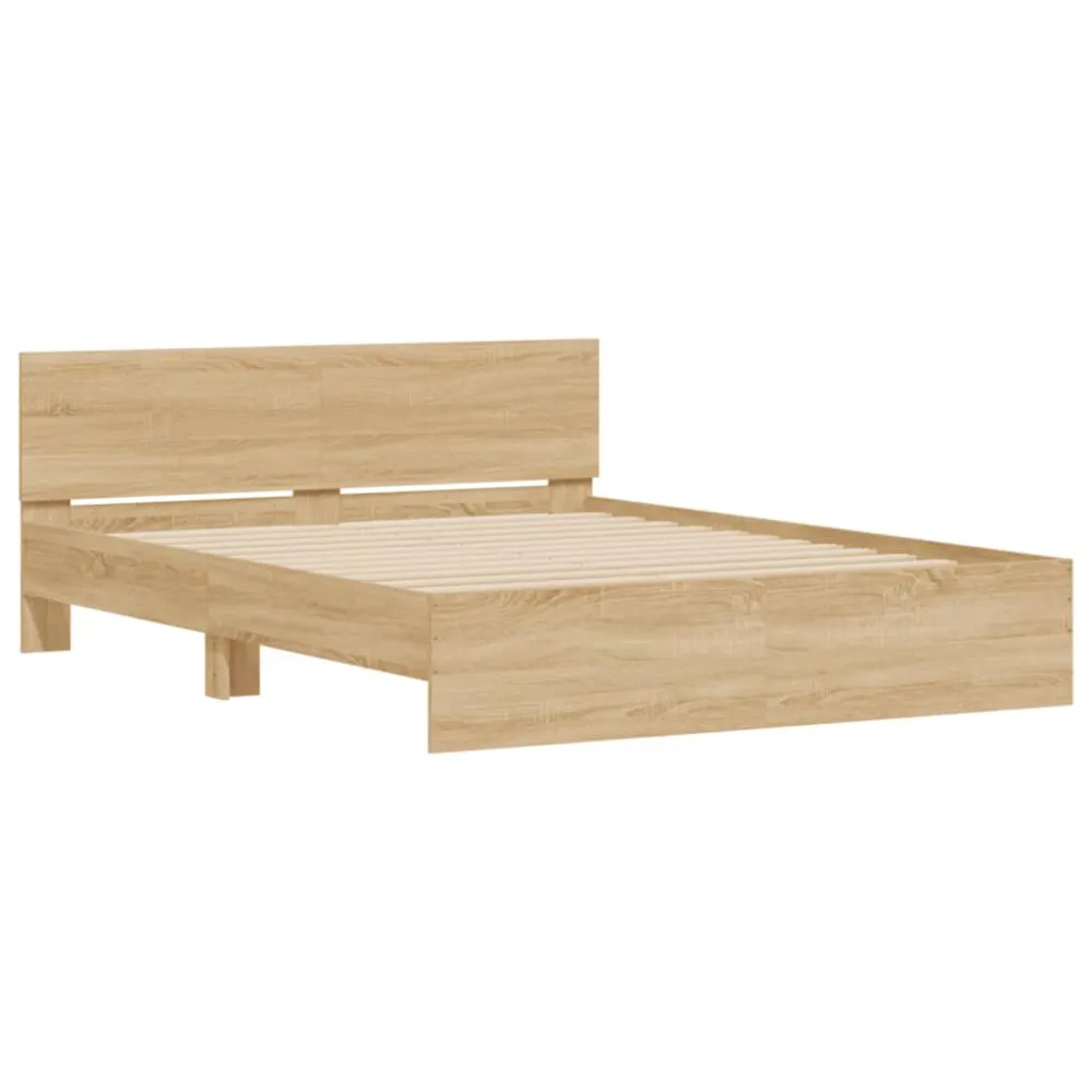 Bedframe met hoofdeinde sonoma eikenkleurig 140x190 cm