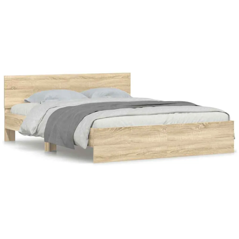 Bedframe met hoofdeinde sonoma eikenkleurig 150x200 cm