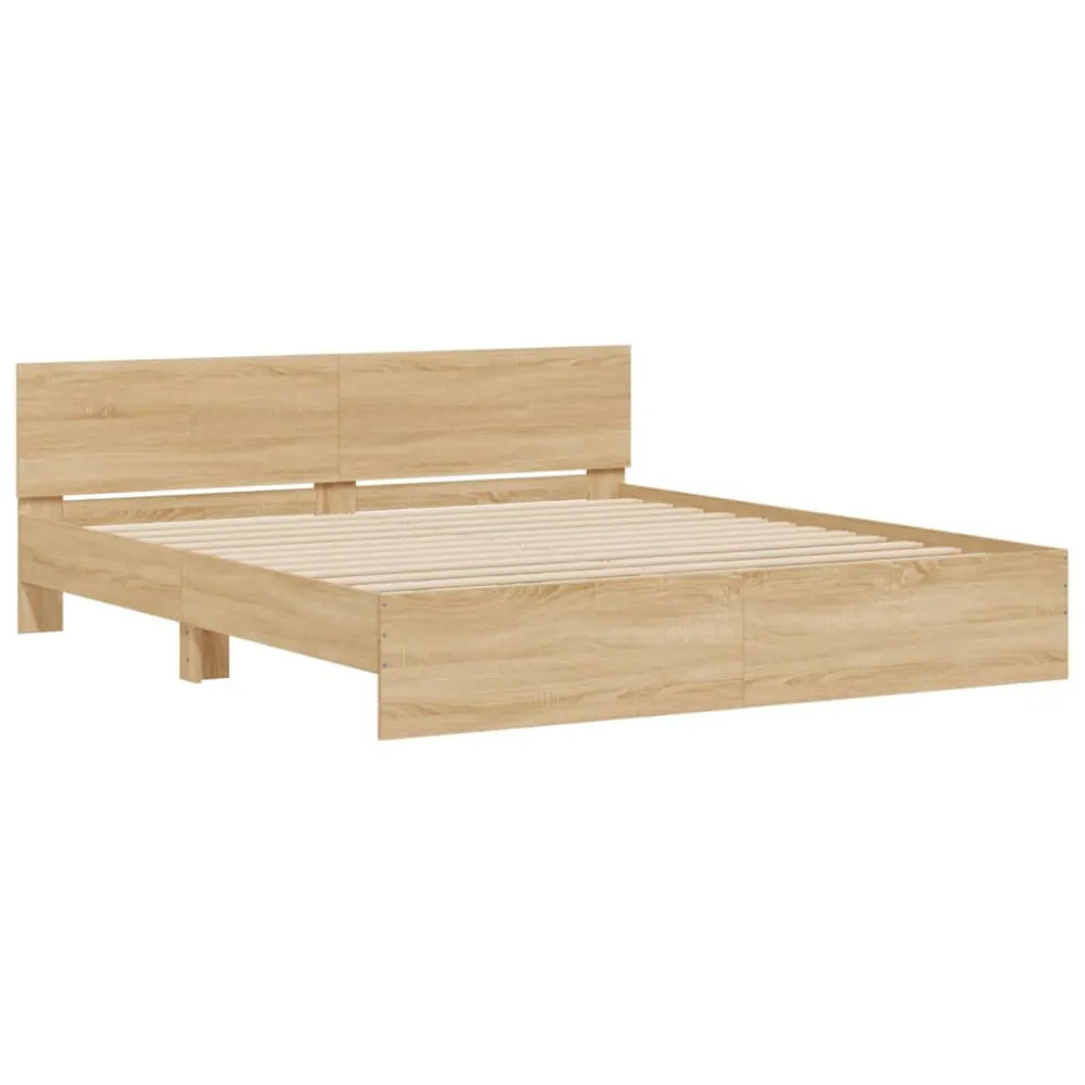Bedframe met hoofdeinde sonoma eikenkleurig 160x200 cm
