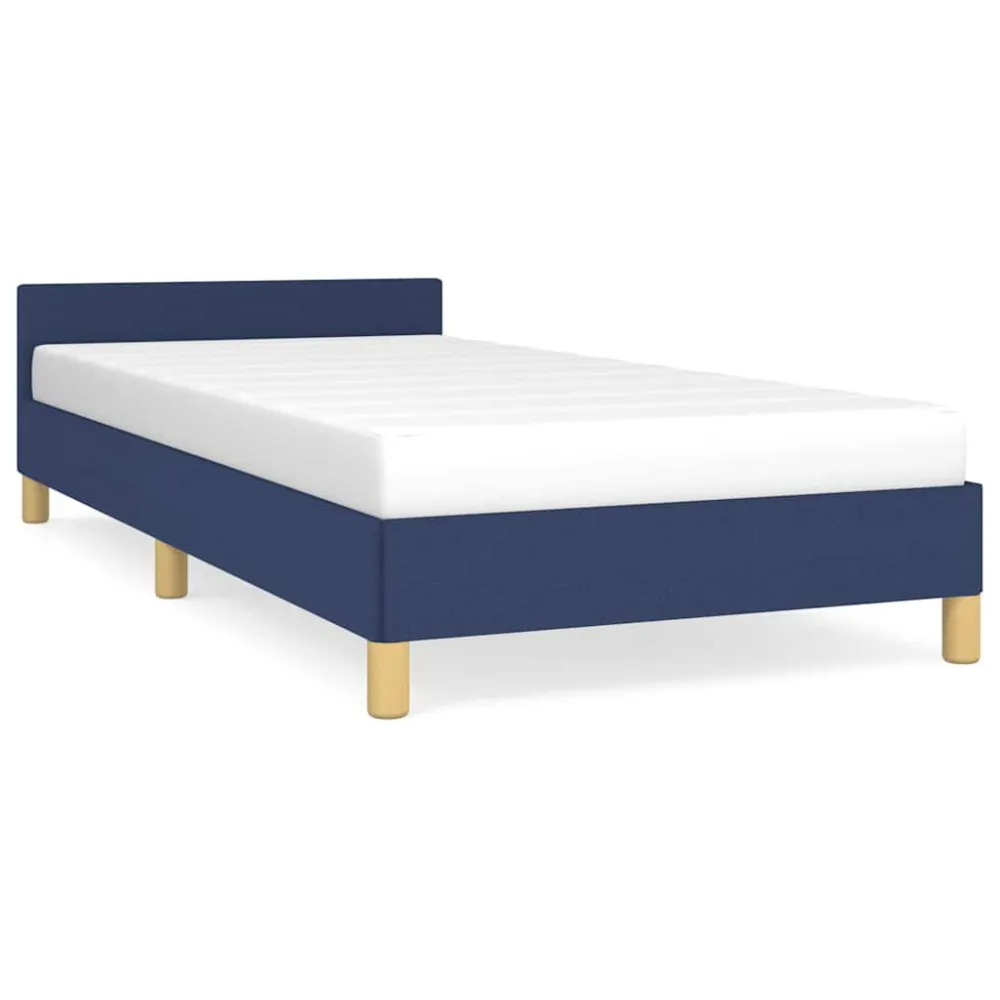 Bedframe met hoofdeinde zonder matras 100x200 cm stof blauw