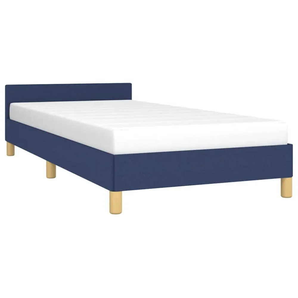 Bedframe met hoofdeinde zonder matras 100x200 cm stof blauw