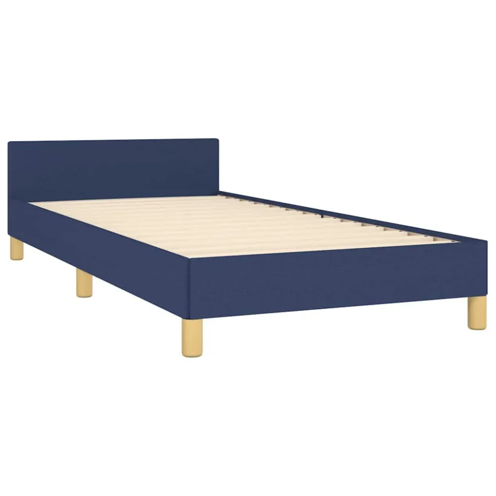 Bedframe met hoofdeinde zonder matras 100x200 cm stof blauw