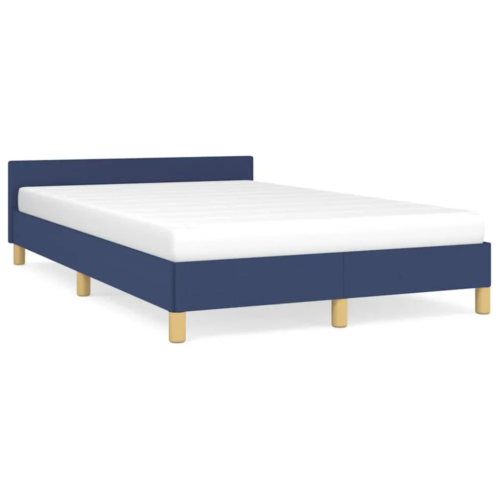 Bedframe met hoofdeinde zonder matras 120x200 cm stof blauw