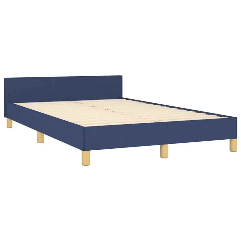 Bedframe met hoofdeinde zonder matras 120x200 cm stof blauw