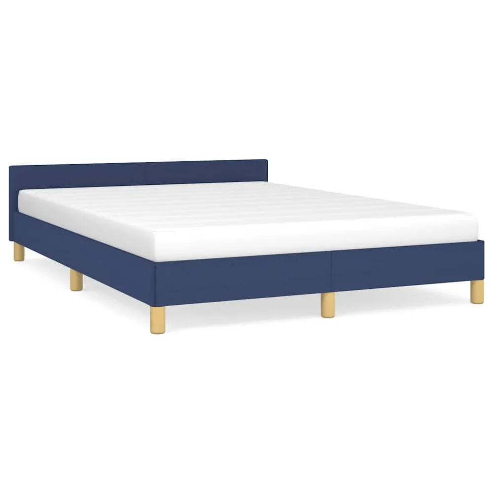 Bedframe met hoofdeinde zonder matras 140x190 cm stof blauw