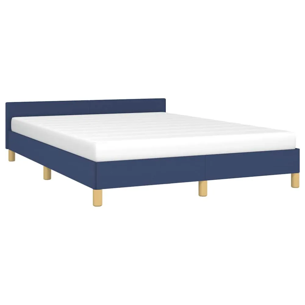 Bedframe met hoofdeinde zonder matras 140x190 cm stof blauw