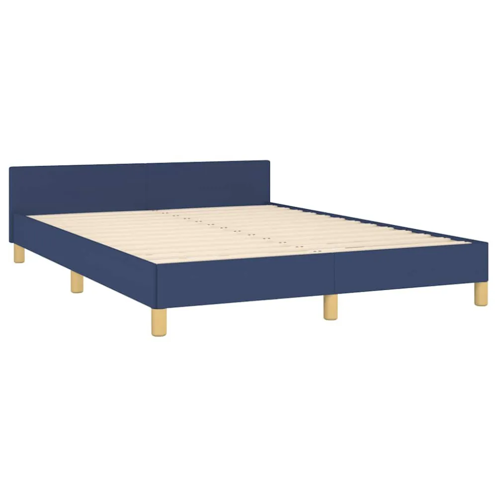 Bedframe met hoofdeinde zonder matras 140x190 cm stof blauw