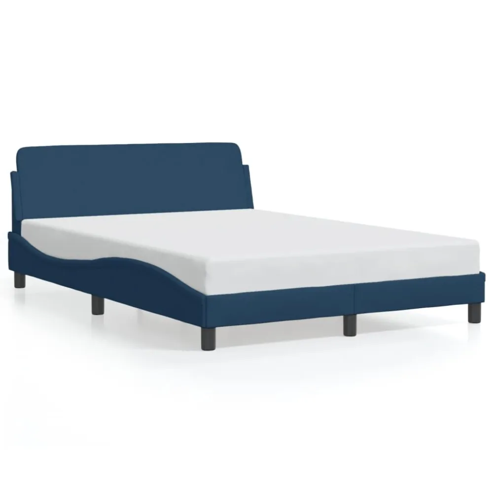 Bedframe met hoofdeinde zonder matras 140x200 cm stof blauw