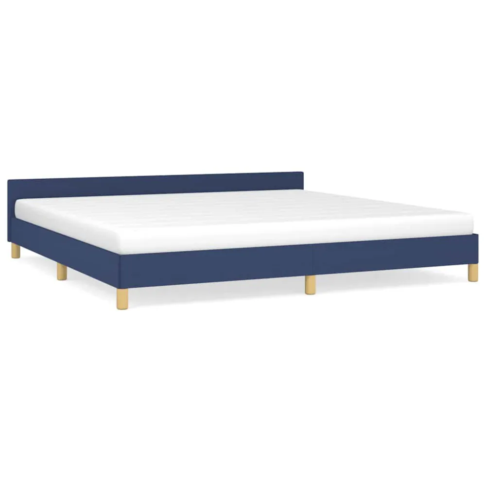 Bedframe met hoofdeinde zonder matras 200x200 cm stof blauw
