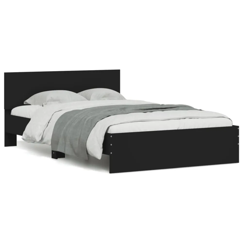 Bedframe met hoofdeinde zwart 120x190 cm