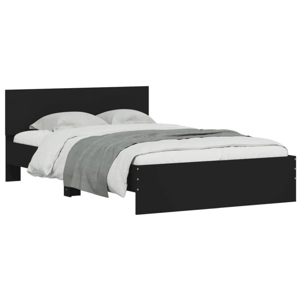 Bedframe met hoofdeinde zwart 120x190 cm