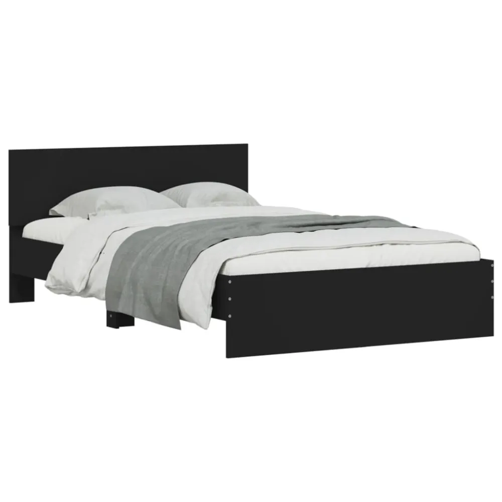 Bedframe met hoofdeinde zwart 135x190 cm
