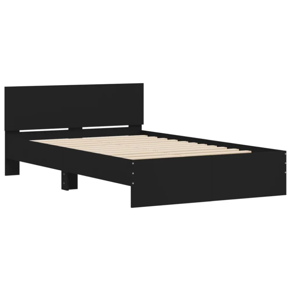 Bedframe met hoofdeinde zwart 135x190 cm