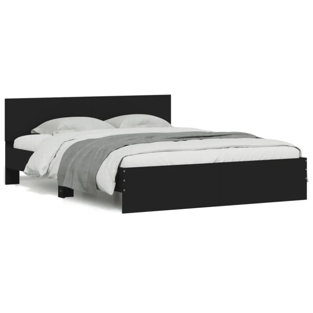 Bedframe met hoofdeinde zwart 140x190 cm
