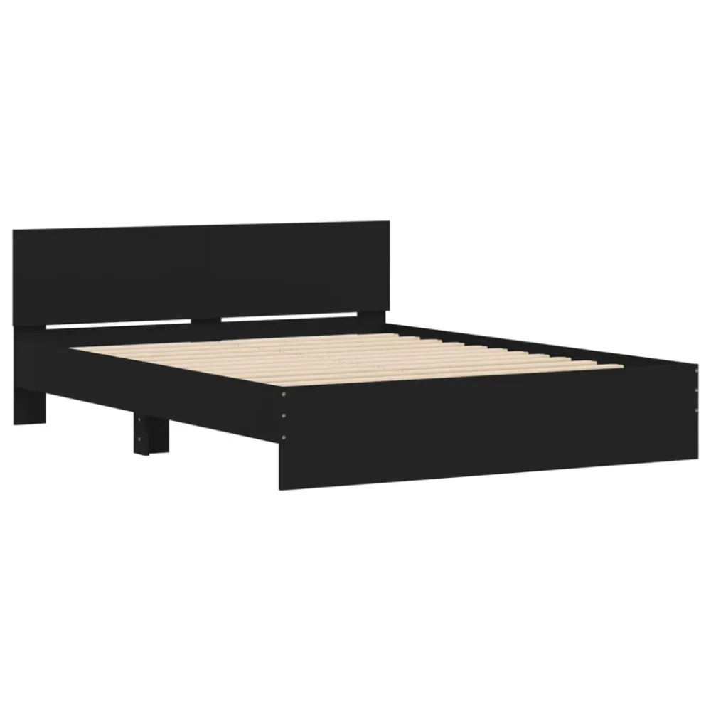 Bedframe met hoofdeinde zwart 140x190 cm