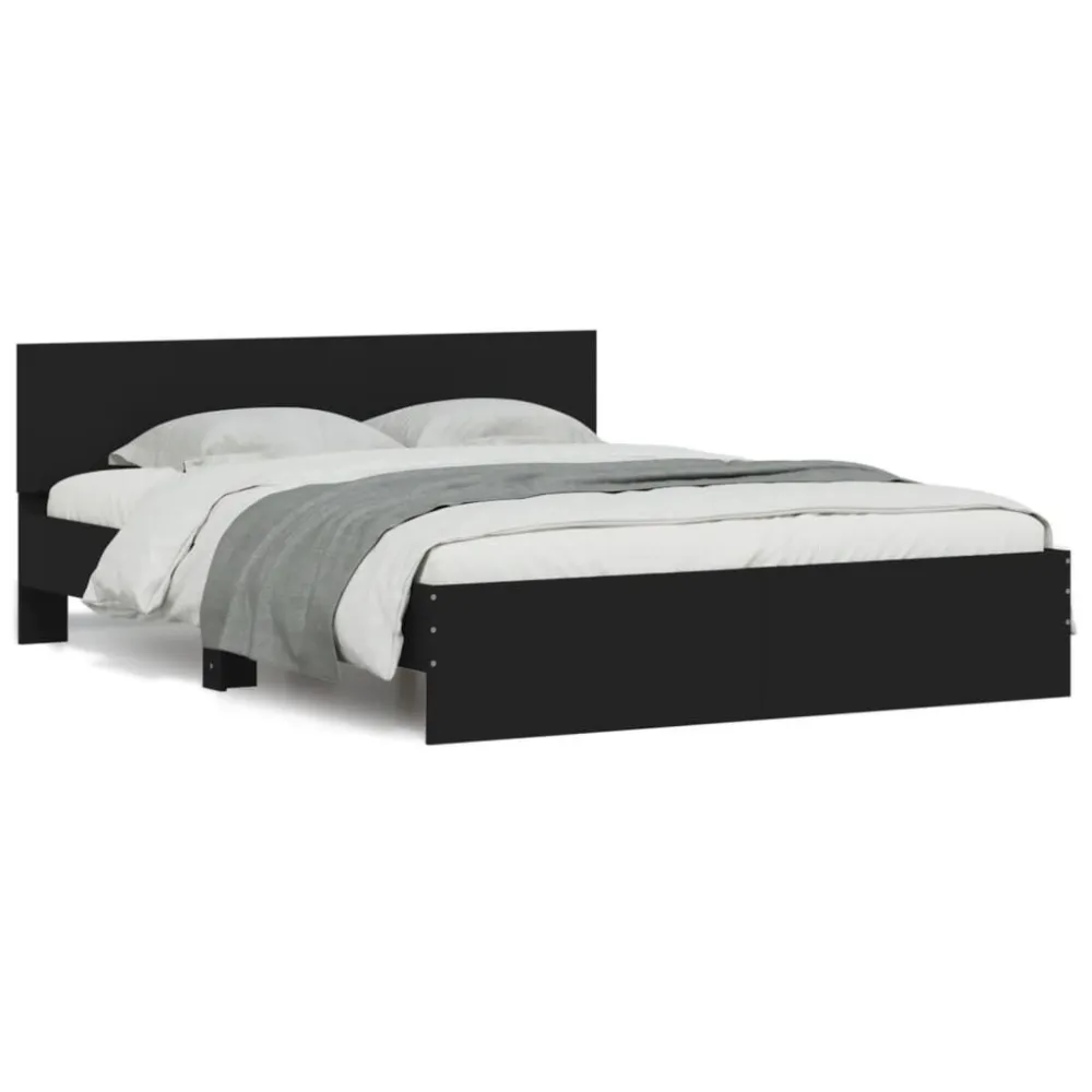 Bedframe met hoofdeinde zwart 140x200 cm