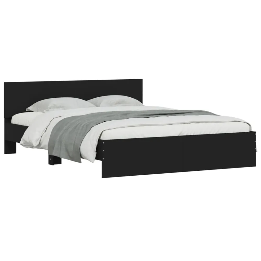 Bedframe met hoofdeinde zwart 140x200 cm
