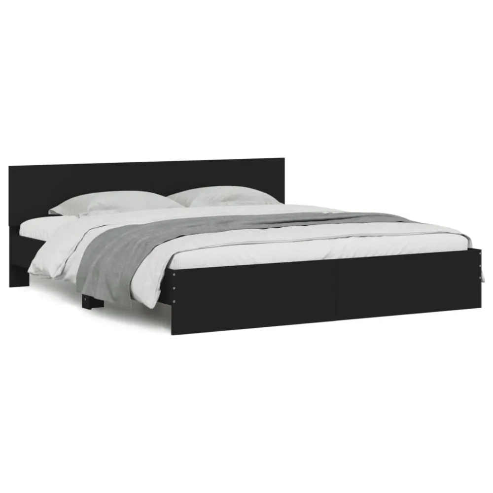 Bedframe met hoofdeinde zwart 180x200 cm
