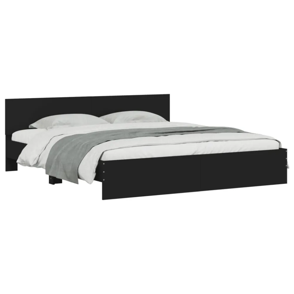 Bedframe met hoofdeinde zwart 180x200 cm