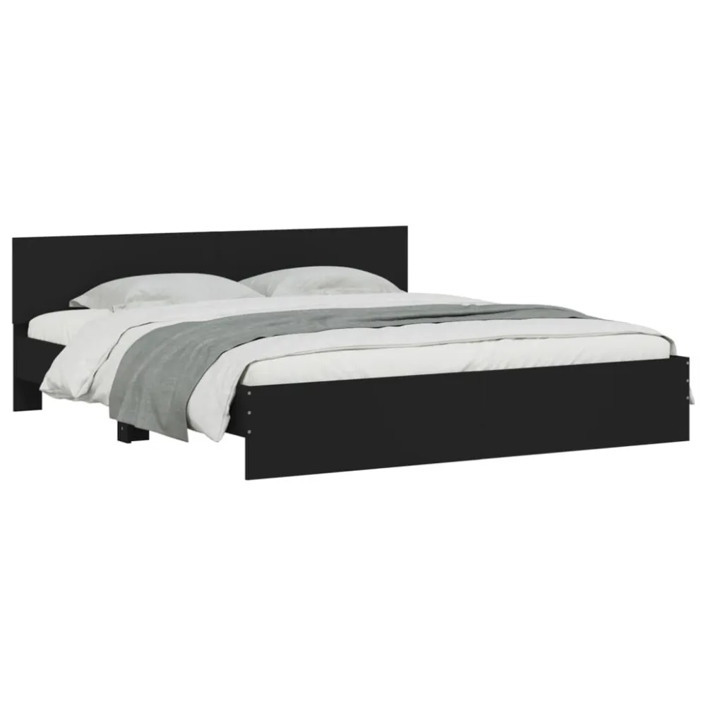 Bedframe met hoofdeinde zwart 200x200 cm