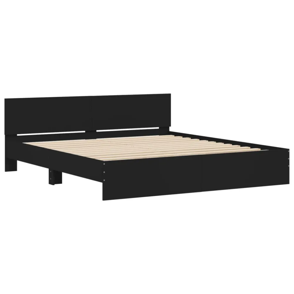 Bedframe met hoofdeinde zwart 200x200 cm