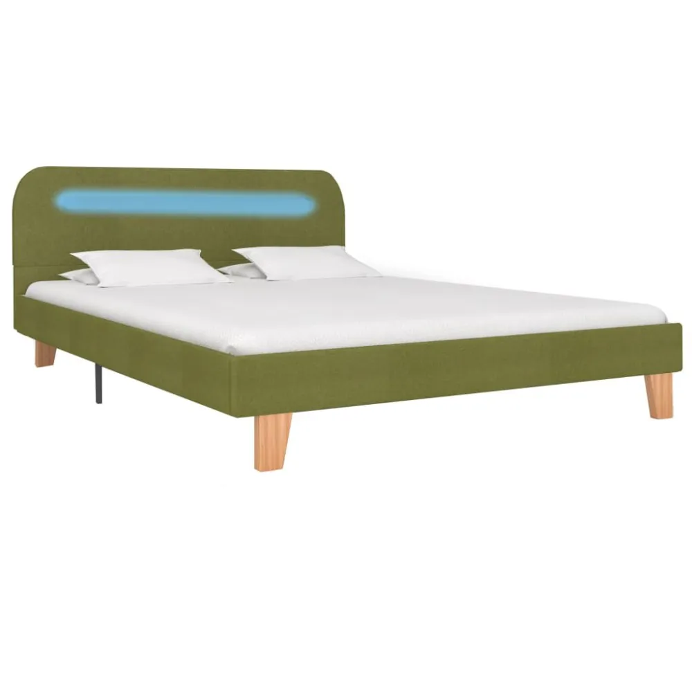 Bedframe met LED stof groen 140x200 cm