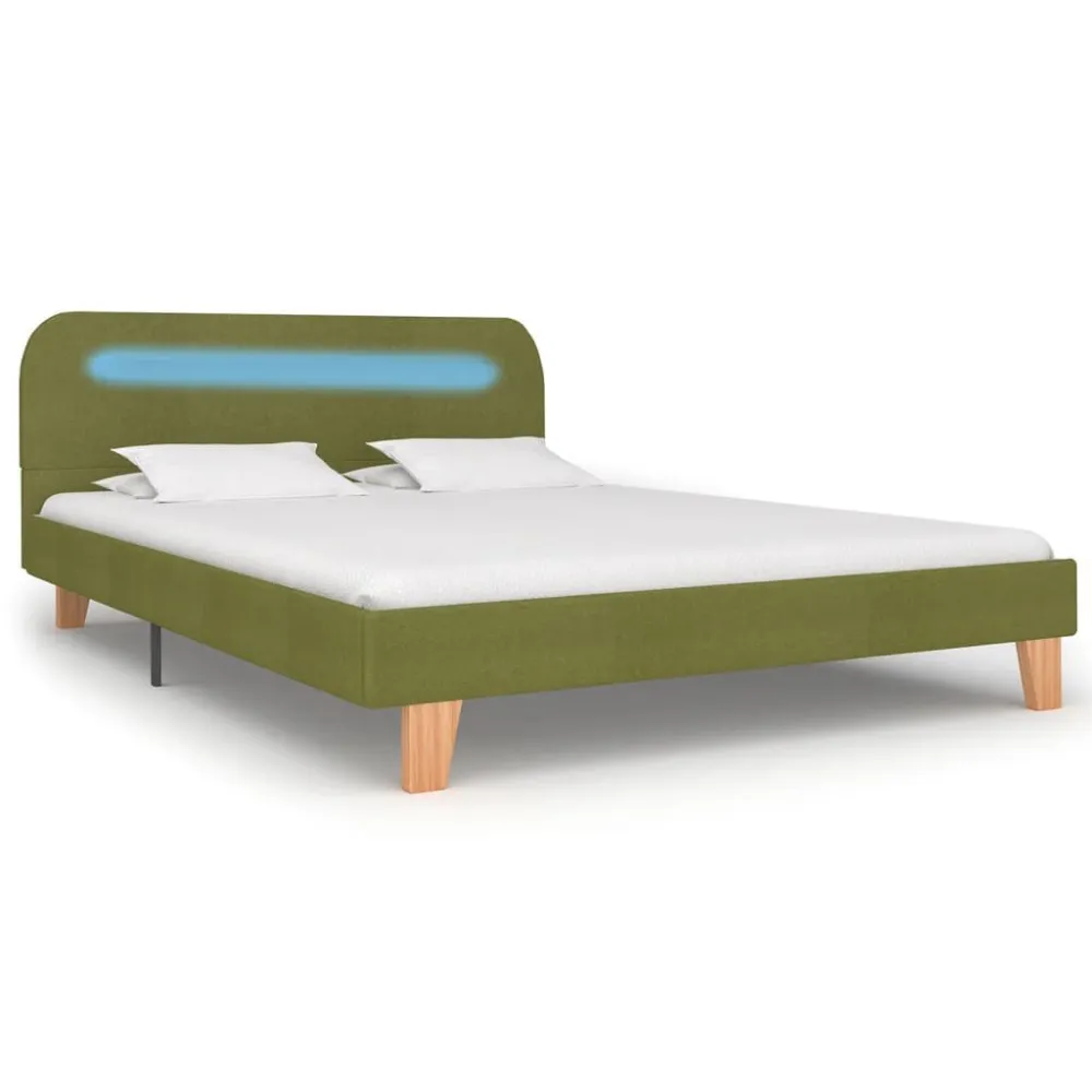 Bedframe met LED stof groen 140x200 cm
