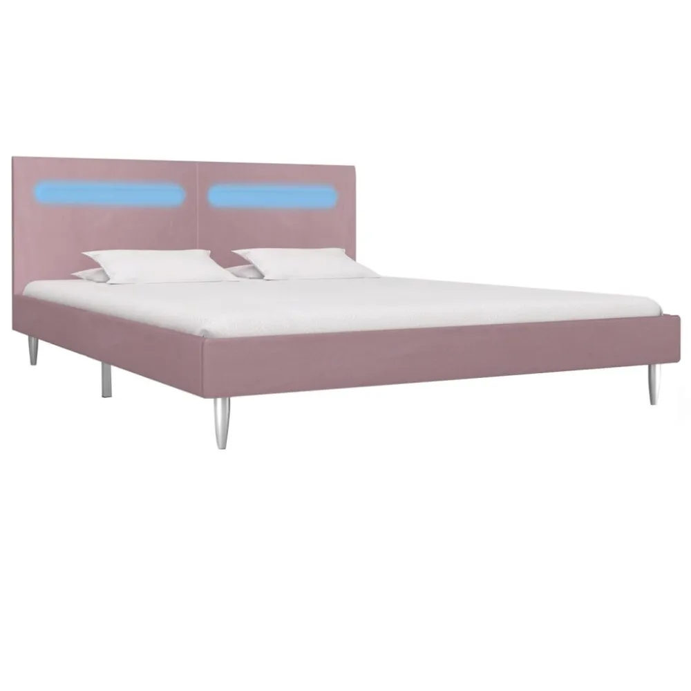 Bedframe met LED stof roze 180x200 cm