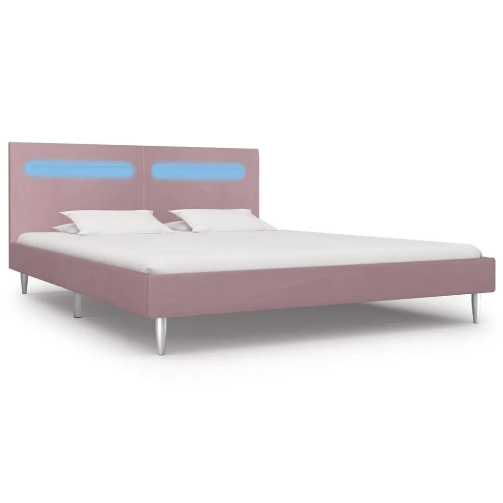 Bedframe met LED stof roze 180x200 cm