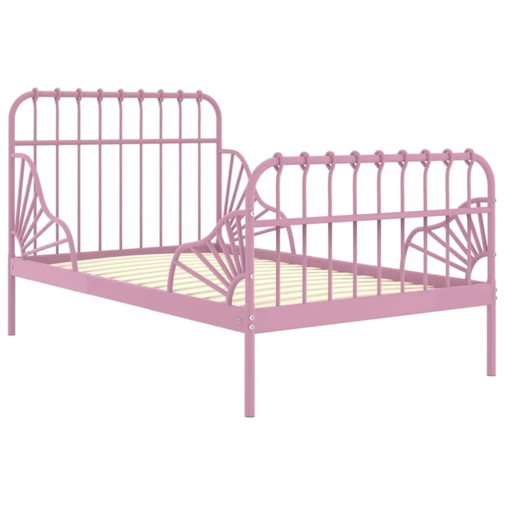 Bedframe verlengbaar metaal roze 80x130/200 cm